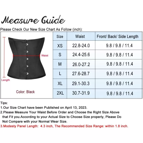 Charmian Womens Gothic Classic 12 Steel Boned Underbust Waist Training CorsetBlack