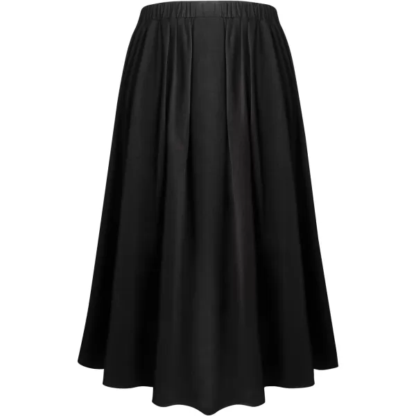 Charmian Womens Gothic Steampunk ALine High Waist Pleated Vintage Maxi SkirtBlack