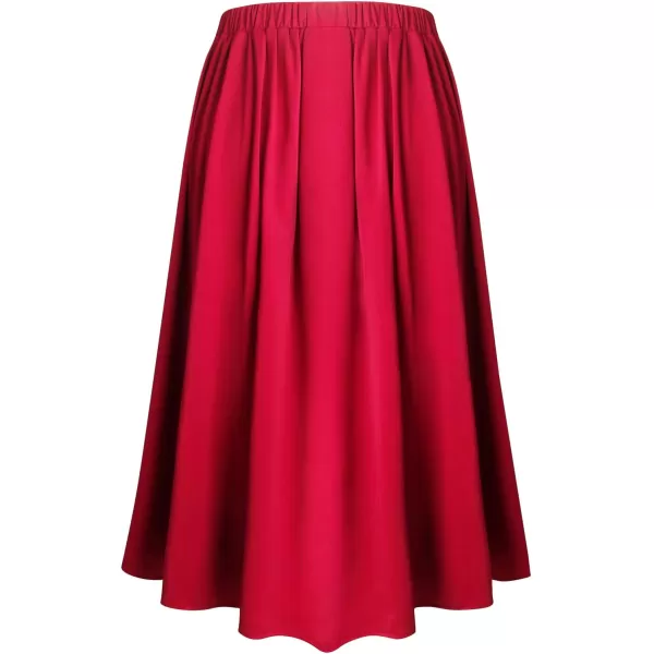 Charmian Womens Gothic Steampunk ALine High Waist Pleated Vintage Maxi SkirtRed