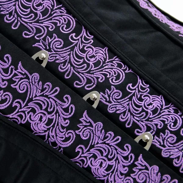 Charmian Womens Gothic Vintage Steel Boned Waist Training Underbust Corset TopPurpleBlack
