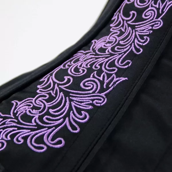 Charmian Womens Gothic Vintage Steel Boned Waist Training Underbust Corset TopPurpleBlack