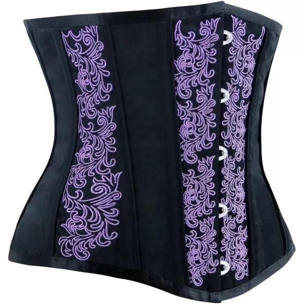 Charmian Womens Gothic Vintage Steel Boned Waist Training Underbust Corset TopPurpleBlack