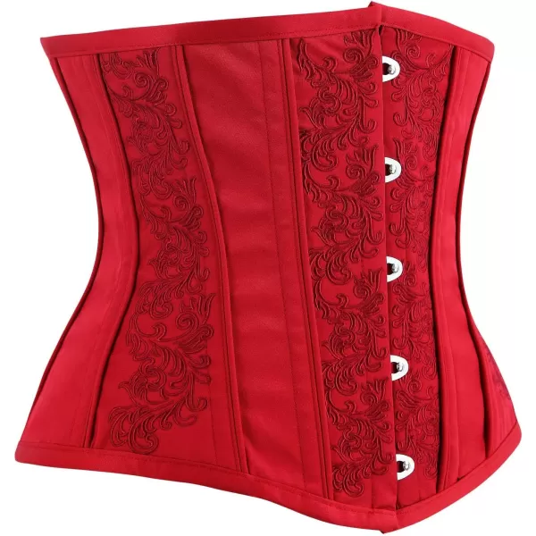 Charmian Womens Gothic Vintage Steel Boned Waist Training Underbust Corset TopRed