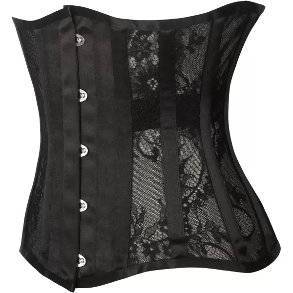 Charmian Womens Heavy Duty Mesh Lace Longline Waist Training Underbust CorsetBlack