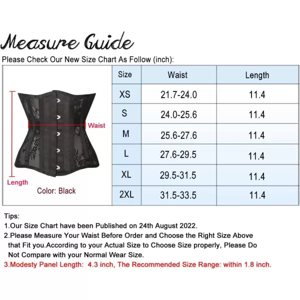 Charmian Womens Heavy Duty Mesh Lace Longline Waist Training Underbust CorsetBlack