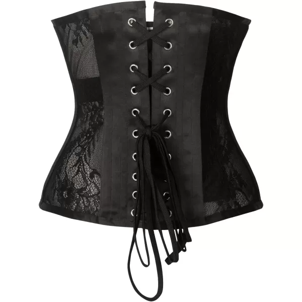 Charmian Womens Heavy Duty Mesh Lace Longline Waist Training Underbust CorsetBlack