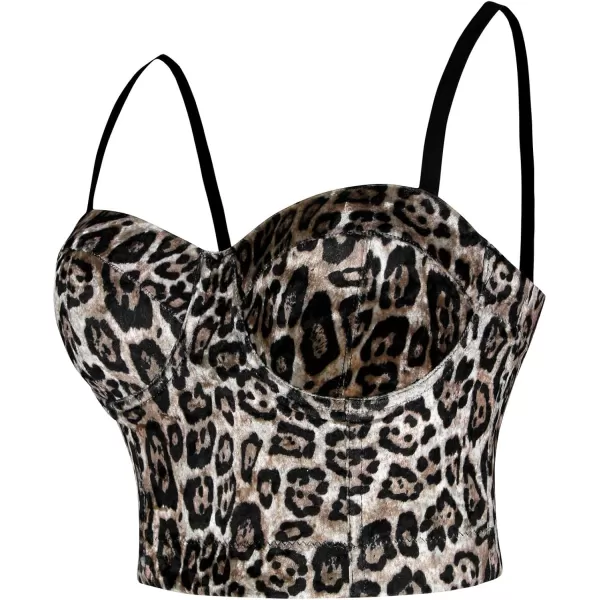 Charmian Womens Leopard Pattern Push Up Bustier Crop Top Clubwear Party Corset Bra TopCharmian Womens Leopard Pattern Push Up Bustier Crop Top Clubwear Party Corset Bra Top