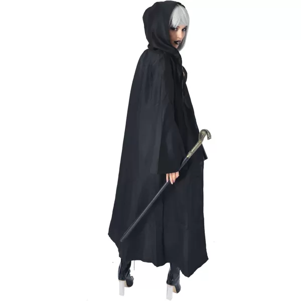 Charmian Womens Medieval Steampunk Gothic Robe Cosplay Hooded Cloak CapeBlack