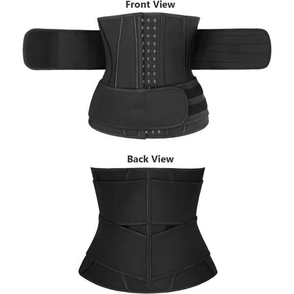 Charmian Womens Neoprene Sauna Waist Trainer Corset for Weight Loss Workout Sweat Belt Trimmer SlimmerBlack