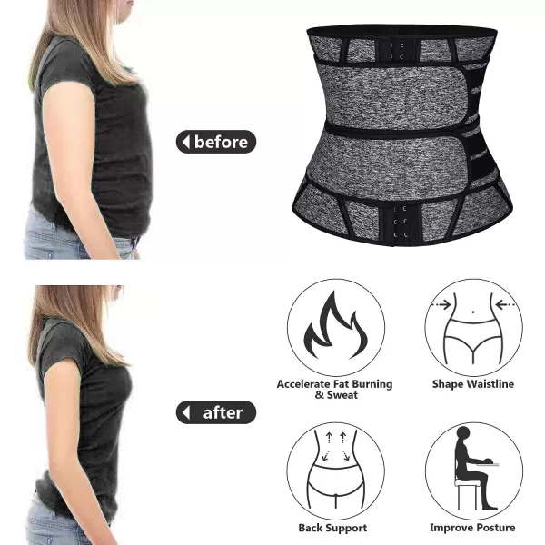 Charmian Womens Neoprene Sauna Waist Trainer Corset for Weight Loss Workout Sweat Belt Trimmer SlimmerGrey