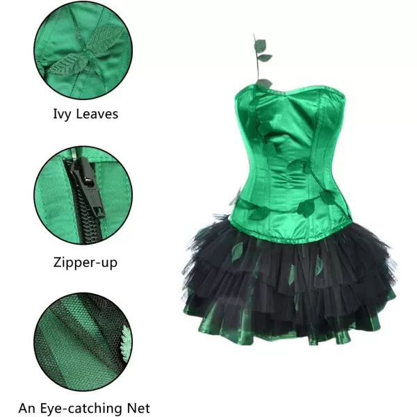 Charmian Womens Poison Ivy Costume Halloween Costume Corset SkirtCharmian Womens Poison Ivy Costume Halloween Costume Corset Skirt