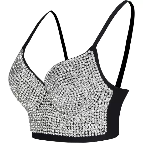 Charmian Womens Punk Push Up Bustier Rhinestone Clubwear Party Bra Crop TopCharmian Womens Punk Push Up Bustier Rhinestone Clubwear Party Bra Crop Top