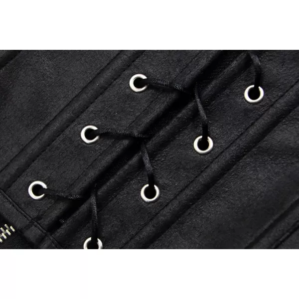 Charmian Womens Renaissance Lace Up Vintage Boned Bustier Corset with GartersBlack