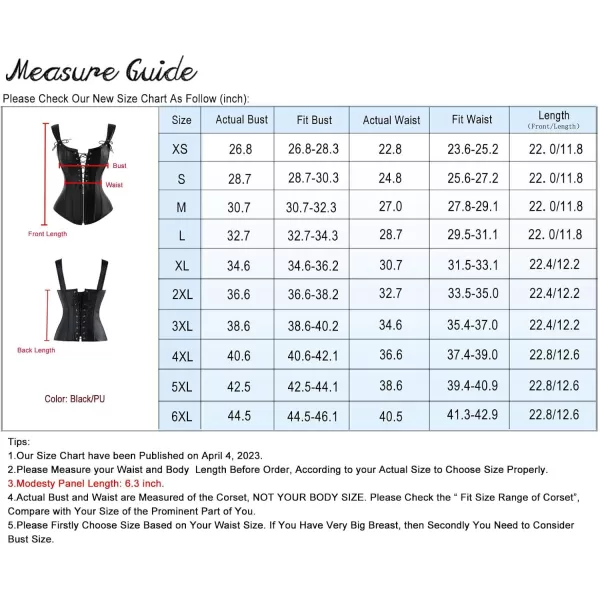 Charmian Womens Renaissance Lace Up Vintage Boned Bustier Corset with GartersBlackPu