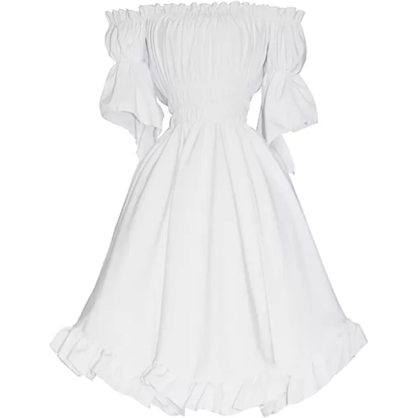 Charmian Womens Renaissance Off Shoulder Puff Sleeve Swing A Line Party DressWhite