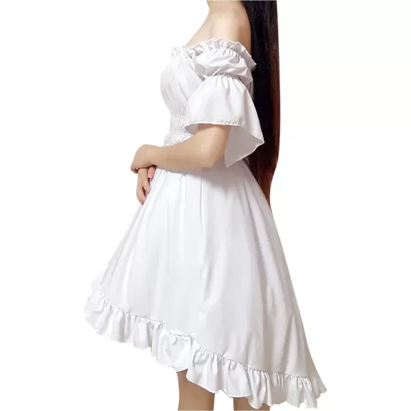 Charmian Womens Renaissance Off Shoulder Puff Sleeve Swing A Line Party DressWhite