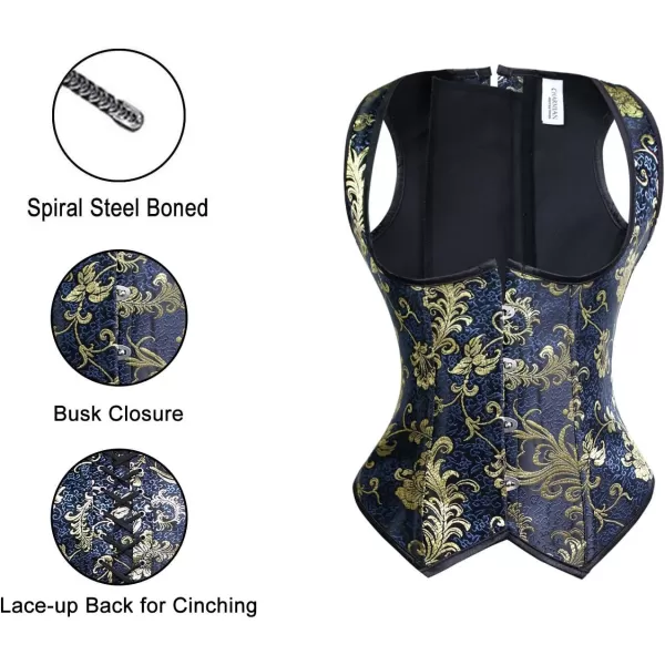 Charmian Womens Spiral Steel Boned Brocade Waist Cincher Underbust Corset VestCharmian Womens Spiral Steel Boned Brocade Waist Cincher Underbust Corset Vest