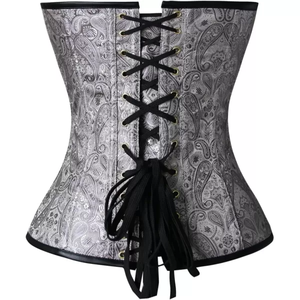 Charmian Womens Spiral Steel Boned Steampunk Gothic Bustier Corset with ChainsZipperblack