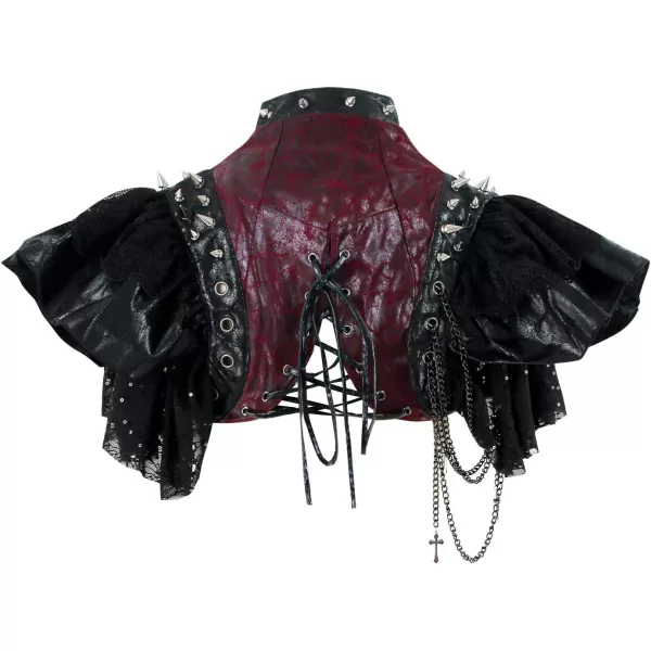 Charmian Womens Steampunk Costume Accessories Gothic Shawl Bolero Shrug JacketBlackRed