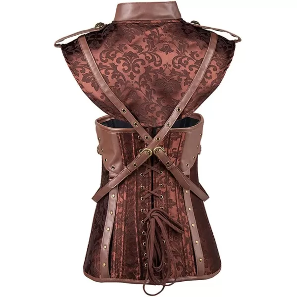 Charmian Womens Steampunk Faux Leather Jacquard Underbust Corset with ShrugCharmian Womens Steampunk Faux Leather Jacquard Underbust Corset with Shrug