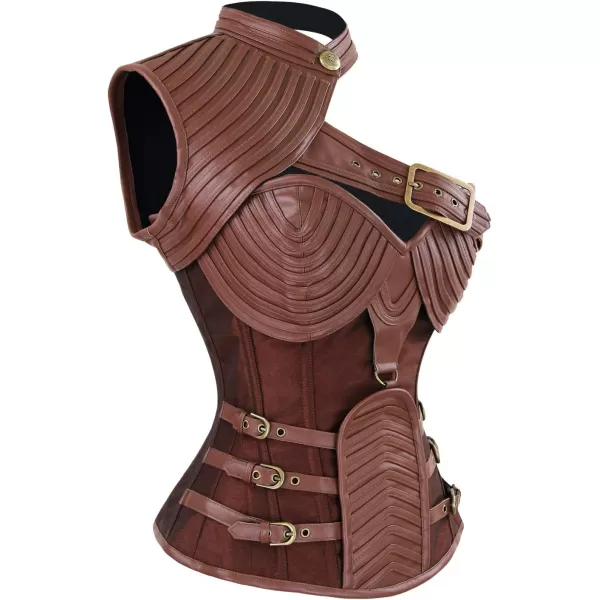 Charmian Womens Steampunk Gothic Heavy Strong Steel Boned Corset with ZipperBrown