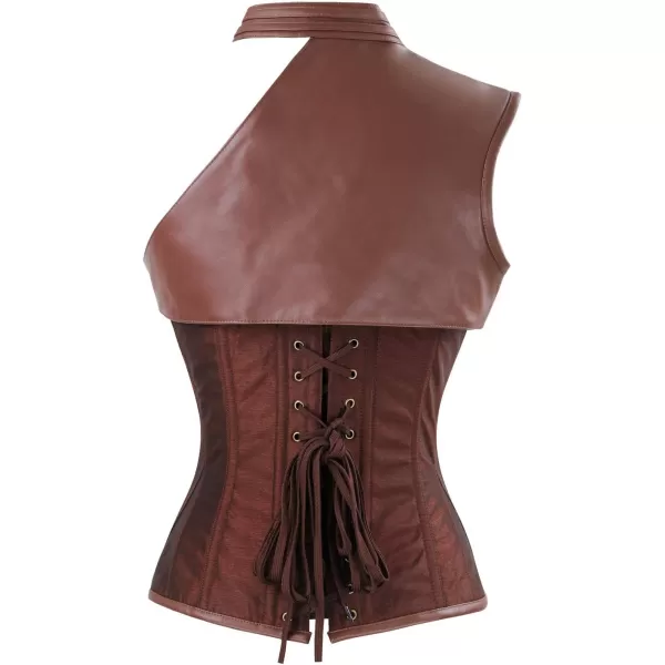 Charmian Womens Steampunk Gothic Heavy Strong Steel Boned Corset with ZipperBrown