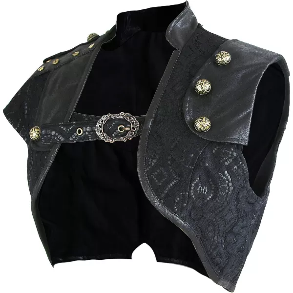 Charmian Womens Steampunk Gothic Leather Costume Shoulder Jacket Shrug ArmorBlackjacket Shrug