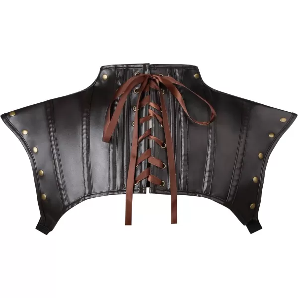 Charmian Womens Steampunk Gothic Leather Costume Shoulder Jacket Shrug ArmorBrown