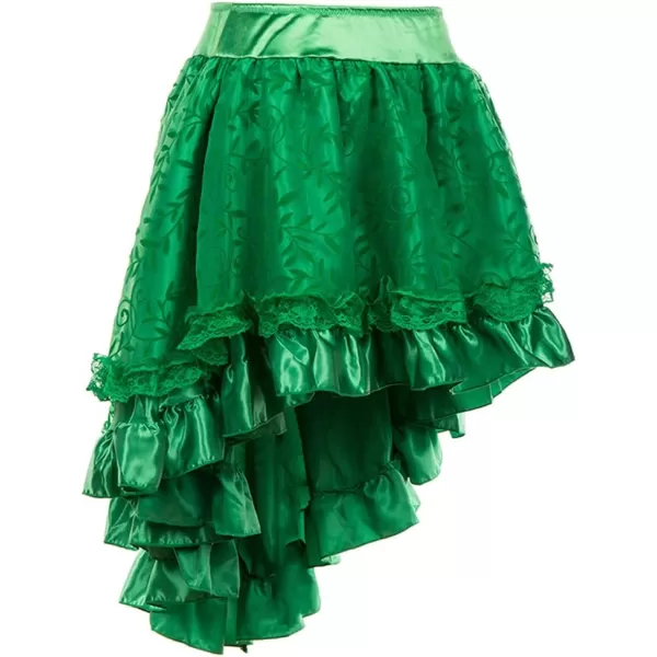 Charmian Womens Steampunk Retro Gothic Vintage Satin High Low Skirt with ZipperGreen