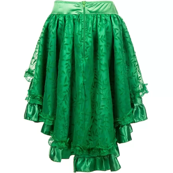 Charmian Womens Steampunk Retro Gothic Vintage Satin High Low Skirt with ZipperGreen