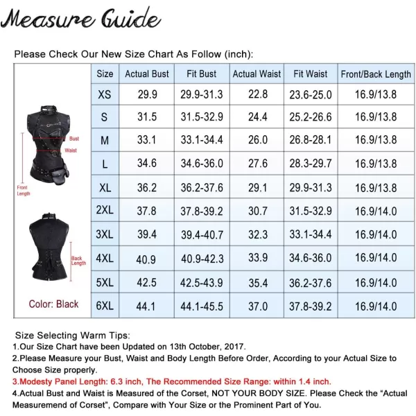 Charmian Womens Steampunk Spiral Steel Boned Vintage Retro Corset Tops BustierBlack
