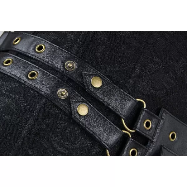 Charmian Womens Steampunk Spiral Steel Boned Vintage Retro Corset Tops BustierBlack