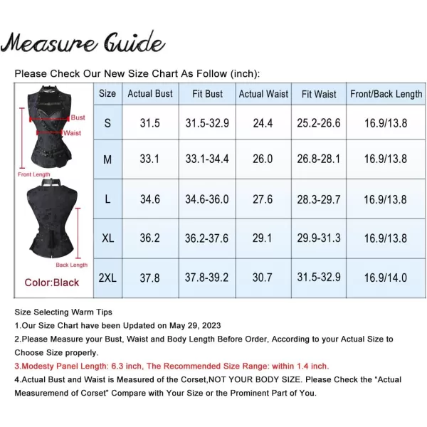 Charmian Womens Steampunk Spiral Steel Boned Vintage Retro Corset Tops BustierBlackRose Pattern