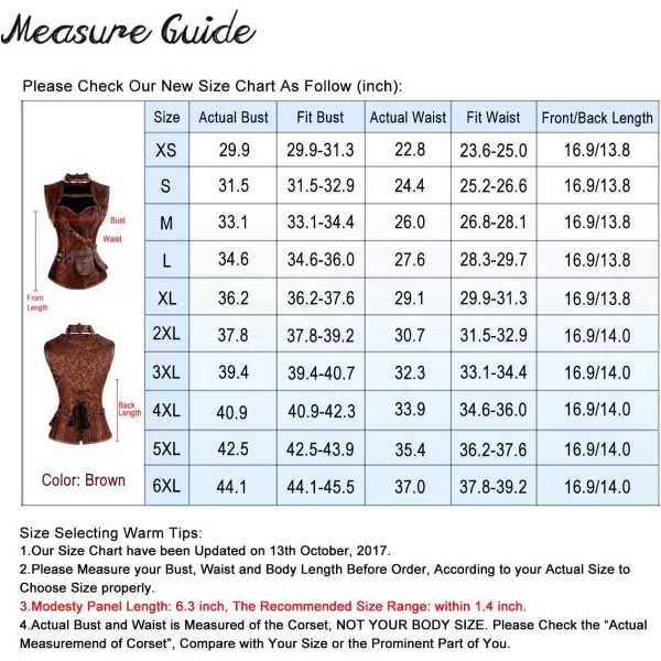 Charmian Womens Steampunk Spiral Steel Boned Vintage Retro Corset Tops BustierBrown