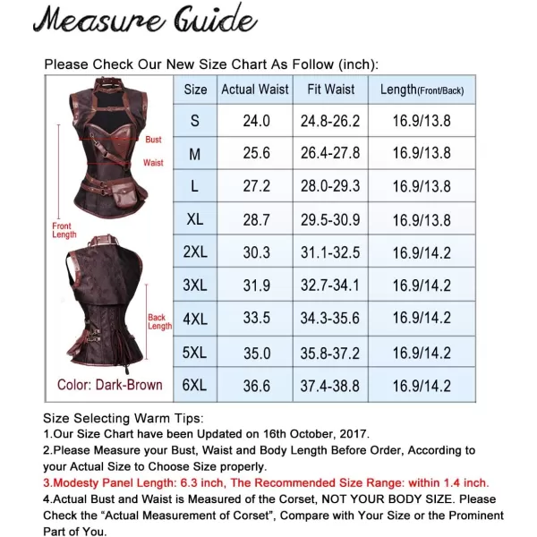 Charmian Womens Steampunk Spiral Steel Boned Vintage Retro Corset Tops BustierDarkbrown