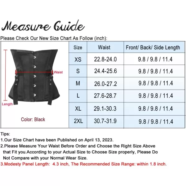 Charmian Womens Steampunk Steel Boned Waist Cincher Underbust Corset with BeltBlack