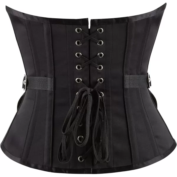 Charmian Womens Steampunk Steel Boned Waist Cincher Underbust Corset with BeltBlack