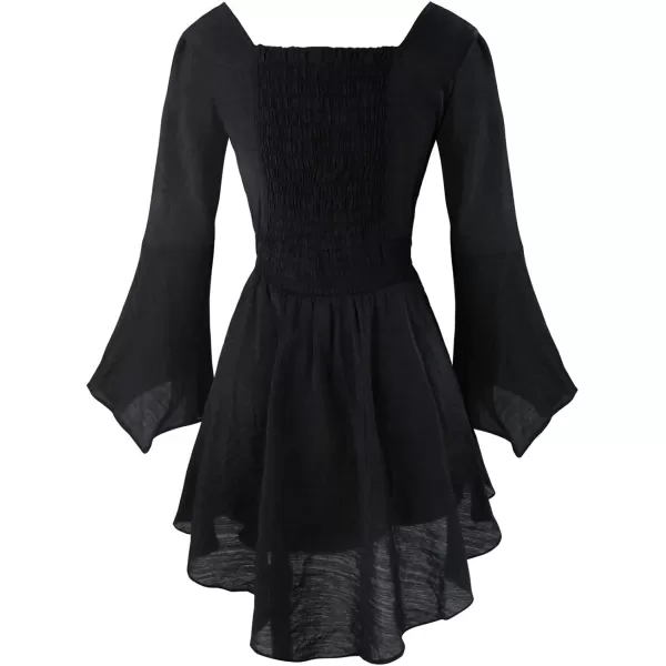 Charmian Womens Victorian Gothic Tencel Cotton Lace Corset Top Tunic DressBlack