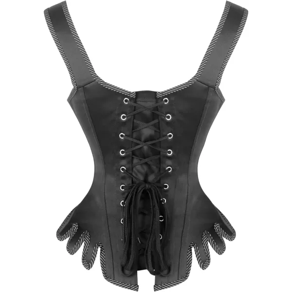Charmian Womens Victorian Vintage Brocade Lace Up Bustier Overbust Corset TopBlack