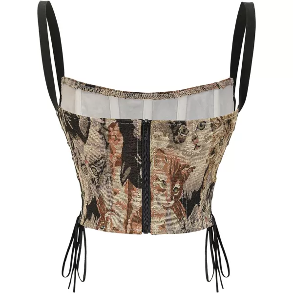 Charmian Womens Vintage Overbust Tank Top Push Up Crop Top Bustier CorsetCharmian Womens Vintage Overbust Tank Top Push Up Crop Top Bustier Corset