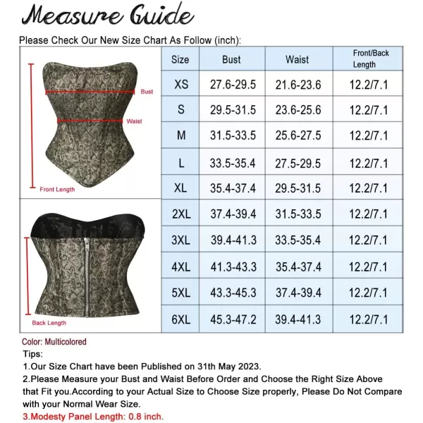 Charmian Womens Vintage Renaissance Floral Steel Boned Overbust Corset Crop TopMulticolored