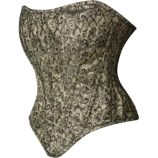 Charmian Womens Vintage Renaissance Floral Steel Boned Overbust Corset Crop TopMulticolored