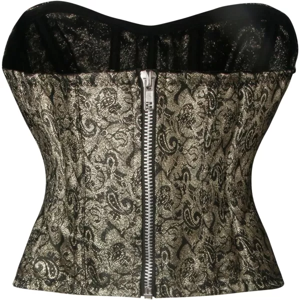 Charmian Womens Vintage Renaissance Floral Steel Boned Overbust Corset Crop TopMulticolored