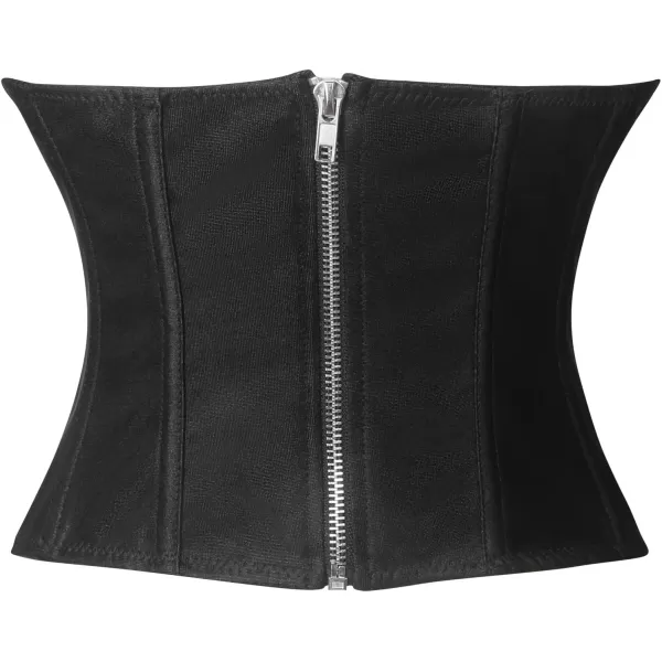 Charmian Womens Y2K Fashion Retro Strapless Open Back Bustier Corset Crop TopBlack