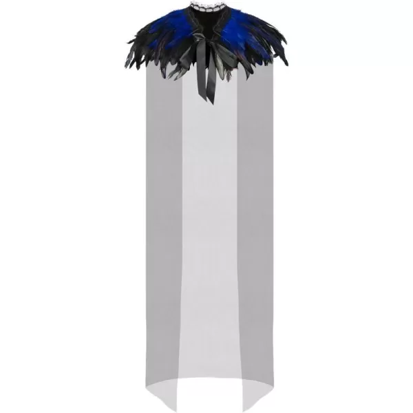 Charmian Costume Accessories Gothic Shrug Wrap Feather Shawl with Lace CapeBlueBlack