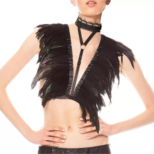 Charmian Costume Accessories Party Scarf Feather Shoulder Wrap Shawl with ChokerBlack