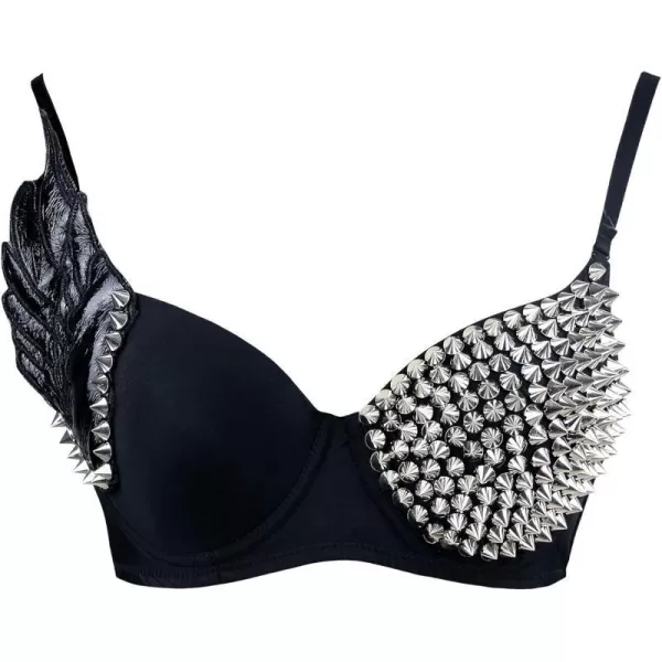 Charmian Fashion B Cup Punk Rock Rivets Wing Clubwear Party Bra TopCharmian Fashion B Cup Punk Rock Rivets Wing Clubwear Party Bra Top