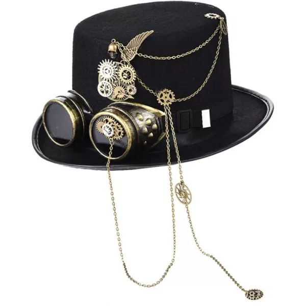 Charmian Unisex Steampunk Top Hat Goggles Gears Chain Deluxe Costume AccessoryStyle01