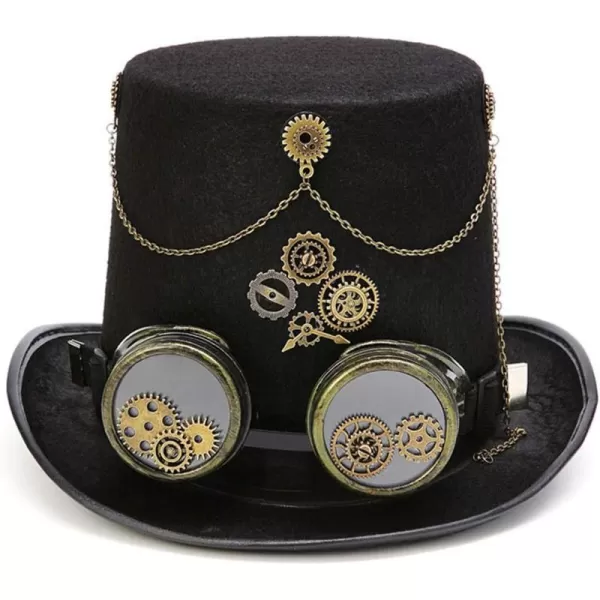 Charmian Unisex Steampunk Top Hat Goggles Gears Chain Deluxe Costume AccessoryStyle04