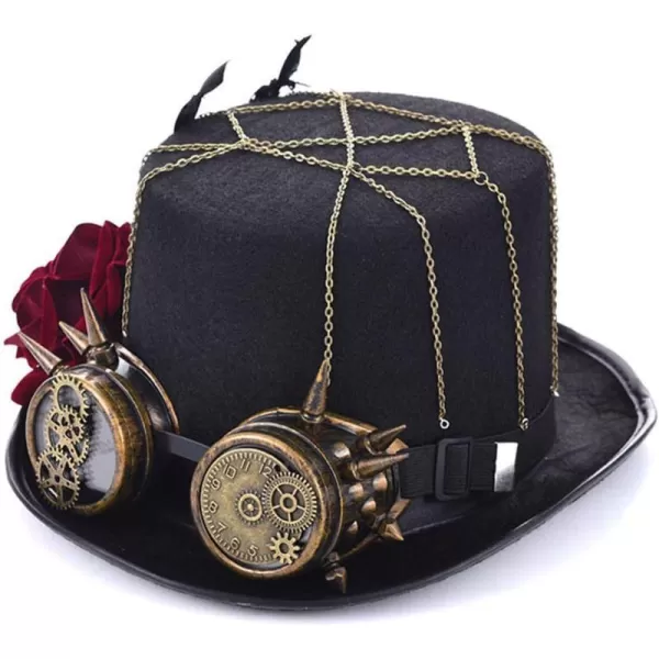 Charmian Unisex Steampunk Top Hat Goggles Gears Chain Deluxe Costume AccessoryStyle06